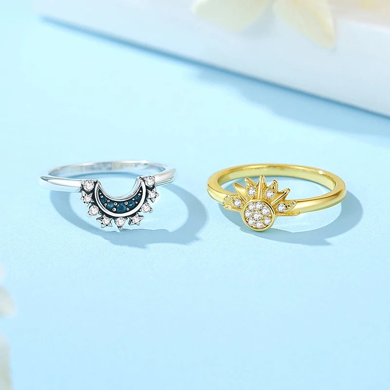 925 Sterling Silver Rings For Women Original Crown Love Heart Wishbone Engagement Wedding Rose Gold Crystal Ring Luxury Jewelry