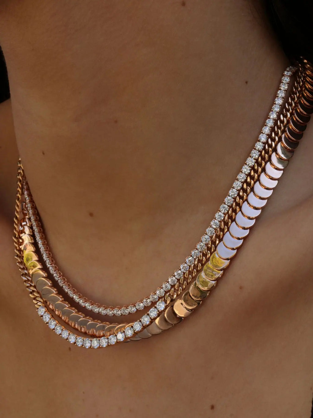 Moon Charm Shaped Chain Bracelet Necklace Gold Color Pave CZ Shiny Polished Fashion European Women Girl Jewelry Set