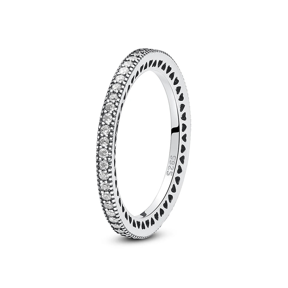 925 Sterling Silver Rings For Women Original Crown Love Heart Wishbone Engagement Wedding Rose Gold Crystal Ring Luxury Jewelry