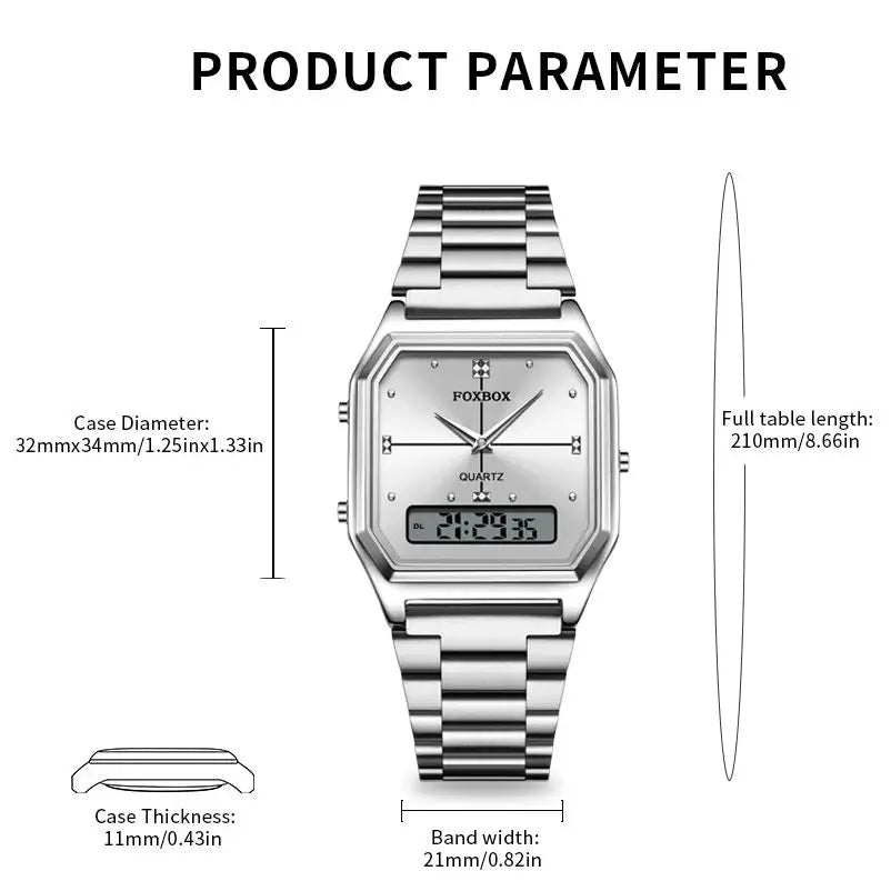 FOXBOX Women's Quartz Wrist Watch Digital Sports Ladies Clock Electronic Waterproof Square LED Watch for Women Montre Femme+BOX