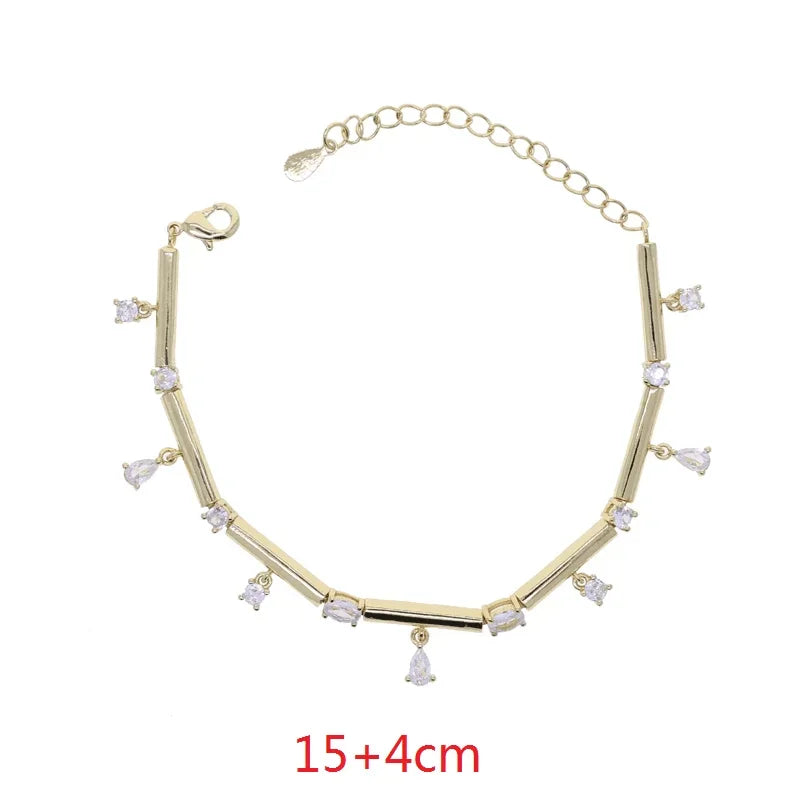New Fashion Design Water Drop Bling Oval CZ Choker Necklace Lariat Long Bar Tear Drop Y Shape Long Tassel Women Jewelry