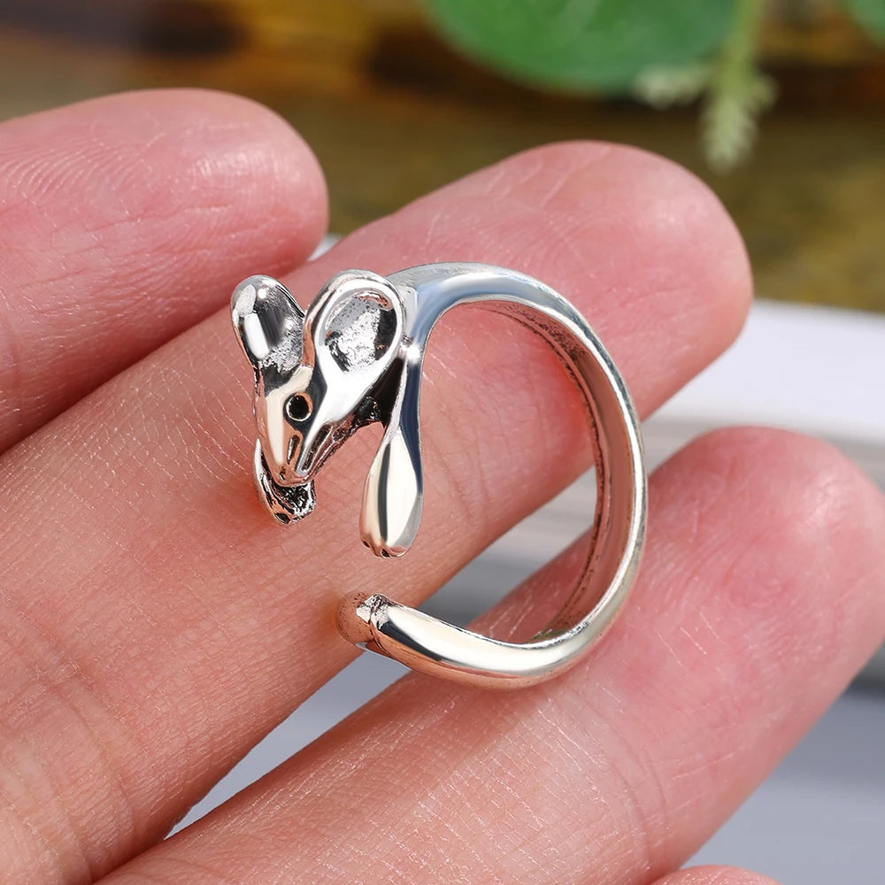 Creative Adjustable Alloy Rat Ring Vintage Simple Cute Low Allergy Eco-Friendly Decorative Accessory Holiday Gift