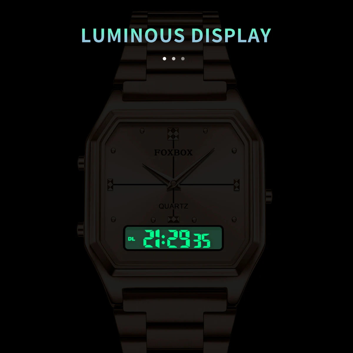 FOXBOX Women's Quartz Wrist Watch Digital Sports Ladies Clock Electronic Waterproof Square LED Watch for Women Montre Femme+BOX