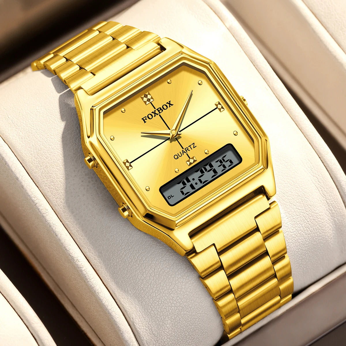 FOXBOX Women's Quartz Wrist Watch Digital Sports Ladies Clock Electronic Waterproof Square LED Watch for Women Montre Femme+BOX