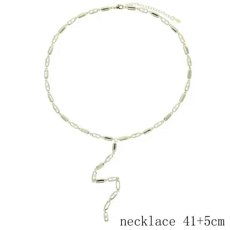 New Fashion Design Water Drop Bling Oval CZ Choker Necklace Lariat Long Bar Tear Drop Y Shape Long Tassel Women Jewelry