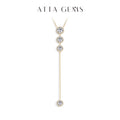 ATTAGEMS Luxury 925 Sterling Silver Necklaces and Pendants for Women 6mm D VVS1 Round Moissanite Y Shape Chain  Wedding Jewelry