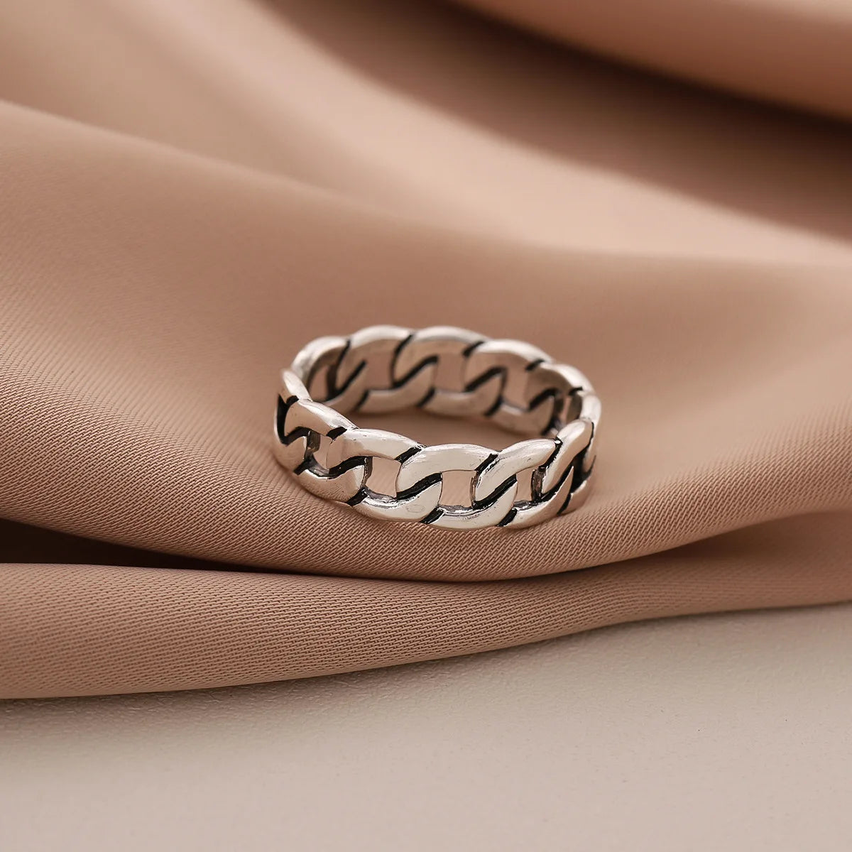 New Chain Retro Simple Personality 925 Sterling Silver Jewelry Braided Exquisite Opening Rings  R086
