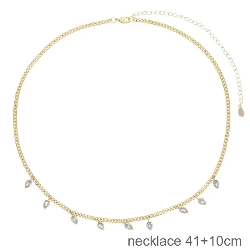 New Fashion Design Water Drop Bling Oval CZ Choker Necklace Lariat Long Bar Tear Drop Y Shape Long Tassel Women Jewelry