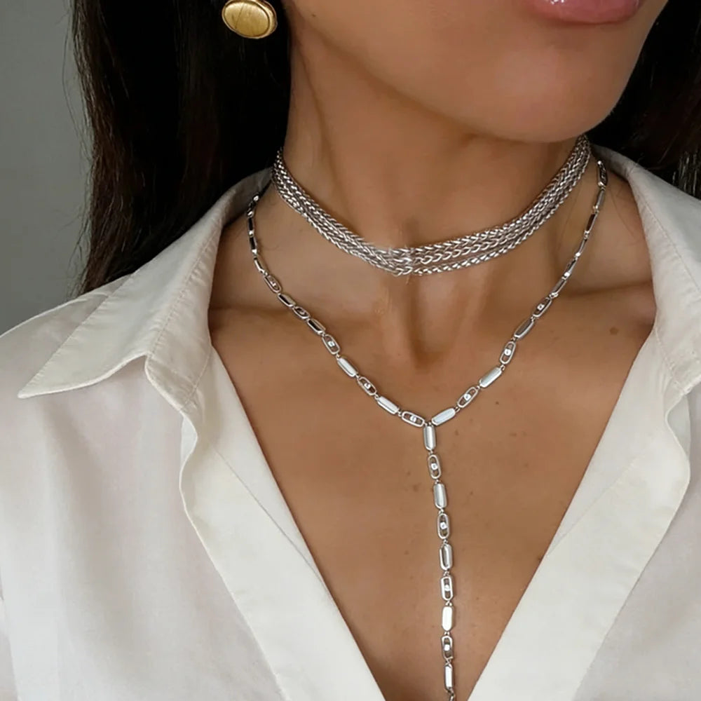 New Fashion Design Water Drop Bling Oval CZ Choker Necklace Lariat Long Bar Tear Drop Y Shape Long Tassel Women Jewelry
