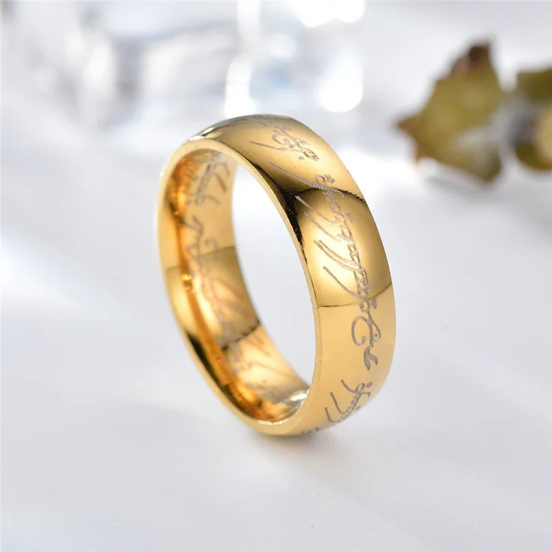 6MM Stainless Steel Laser Engraving Exquisite Couples Wedding Rings, Men And Women Fashion Movie Jewelry Gifts Wholesale