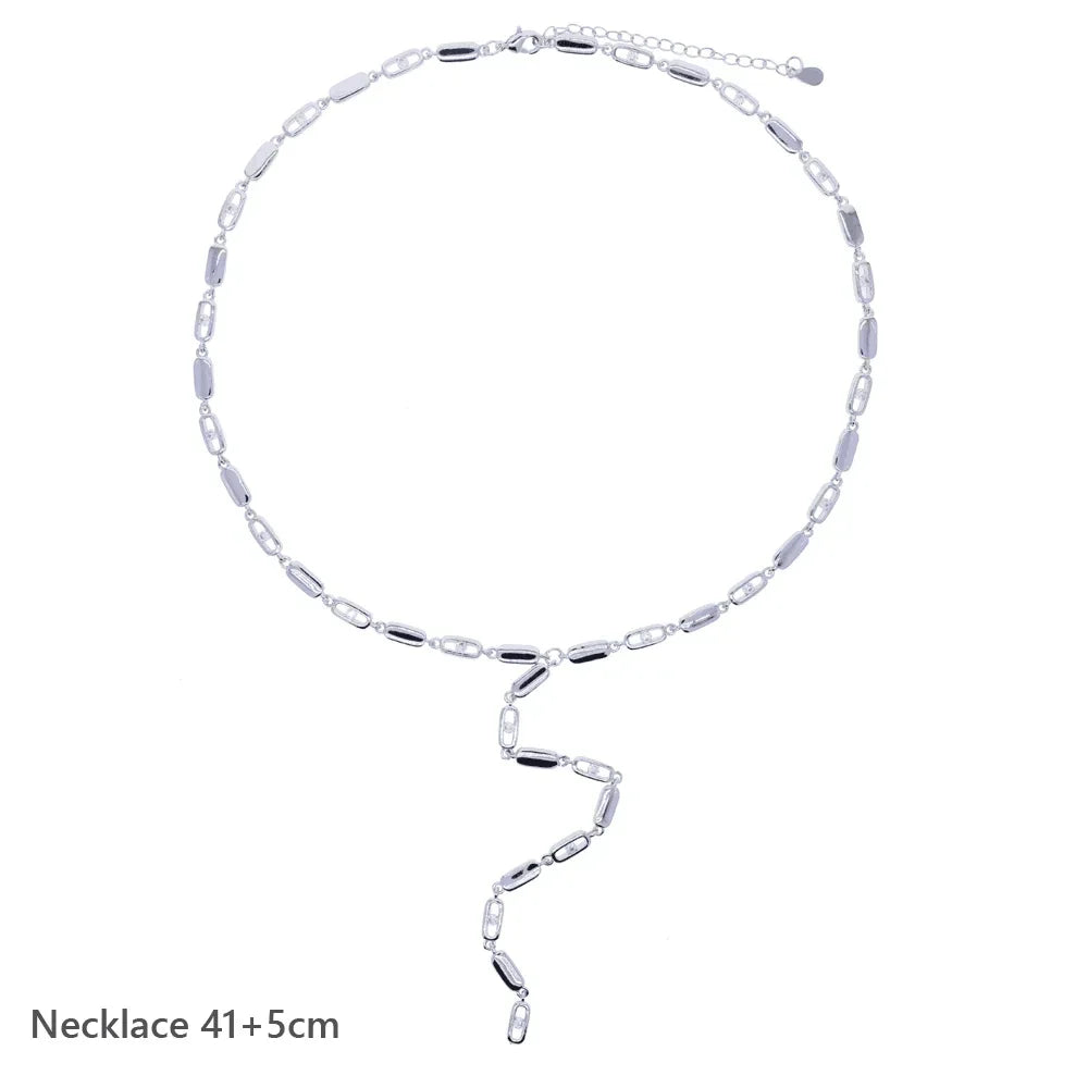 New Fashion Design Water Drop Bling Oval CZ Choker Necklace Lariat Long Bar Tear Drop Y Shape Long Tassel Women Jewelry
